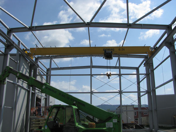 Production facilities with a crane runway